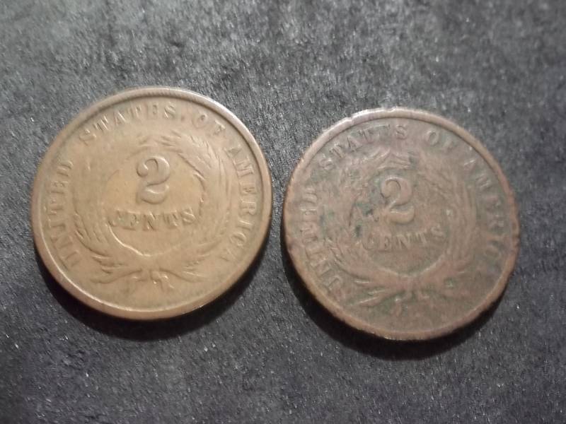 1864, 1865 2-Cent Pieces