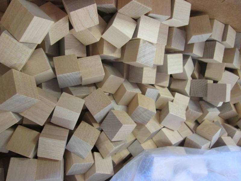 lot 47 image: Box of 34 inch Wooden Cubes...