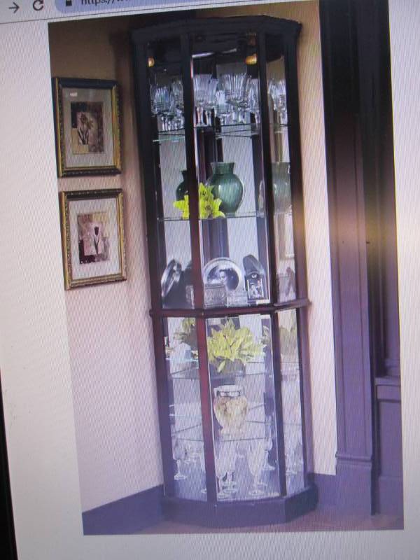 lot 274 image: Lighted Corner Curio  open box Reta...