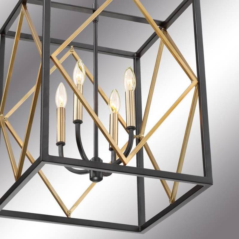 lot 33 image: Quoizel Platform Black with Gold Multi-Light Transitional Pendant LWS3594F1