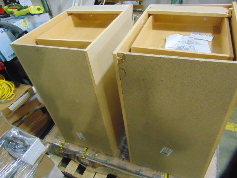 lot 53 image: Hampton Bay Assembled 18 in. x 34.5 in. x 24.63 in. Easthaven Base Cabinet with 3-Drawers in Unfinished German Beech EH1835D-GB