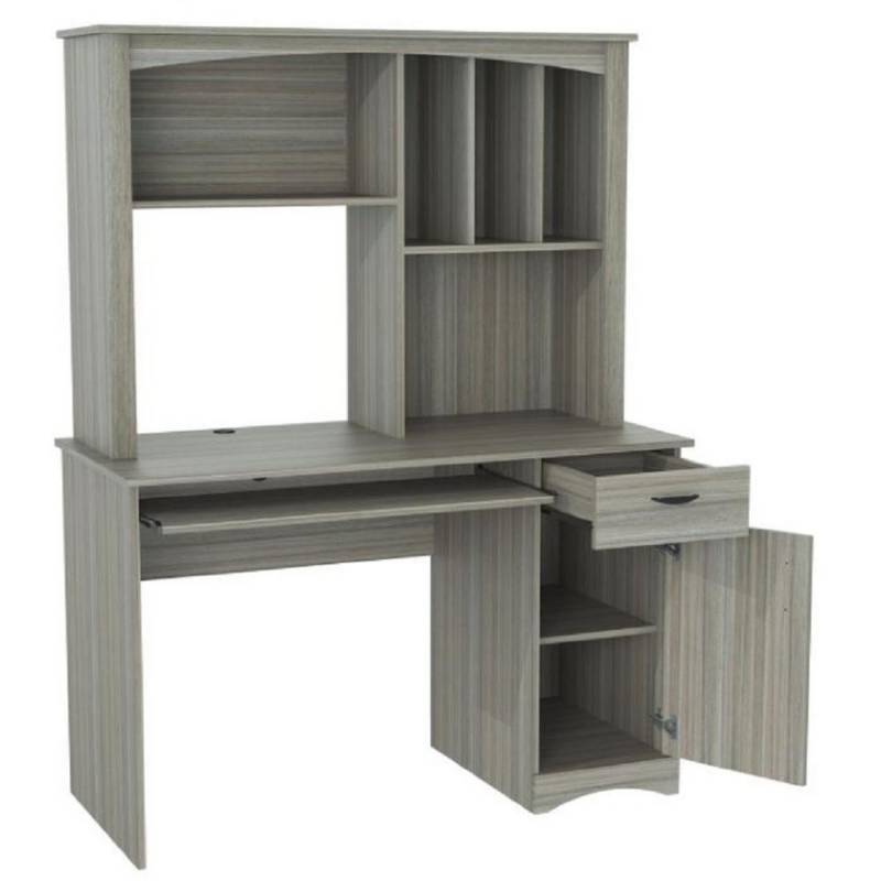 lot 72 image: Inval Smoke Oak Workstation with Hutch CC-7001