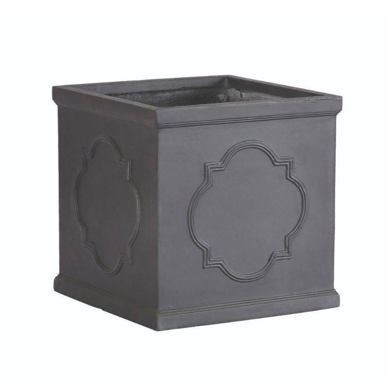 lot 88 image: Home Decorators Collection Quarterfoil 19 in. H x 22 in. Square Resin Planter 7766150270 (2)