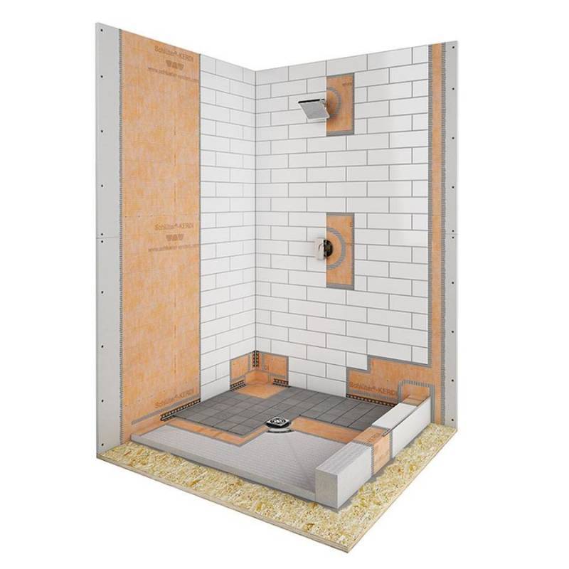 lot 95 image: Schluter Systems Kerdi-Shower-Kit Stainless Steel Styrene Shower Base 60-in W x 32-in L with Center Drain KK81152PVCE