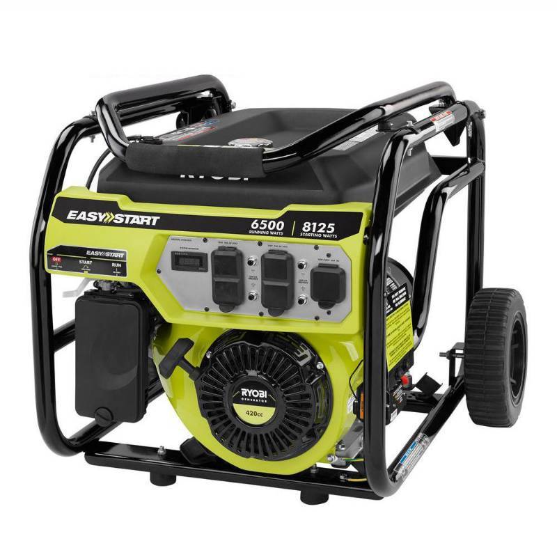 lot 111 image: Ryobi 6,500-Watt Gasoline Powered Portable Generator with CO Shutdown Sensor RY906500S