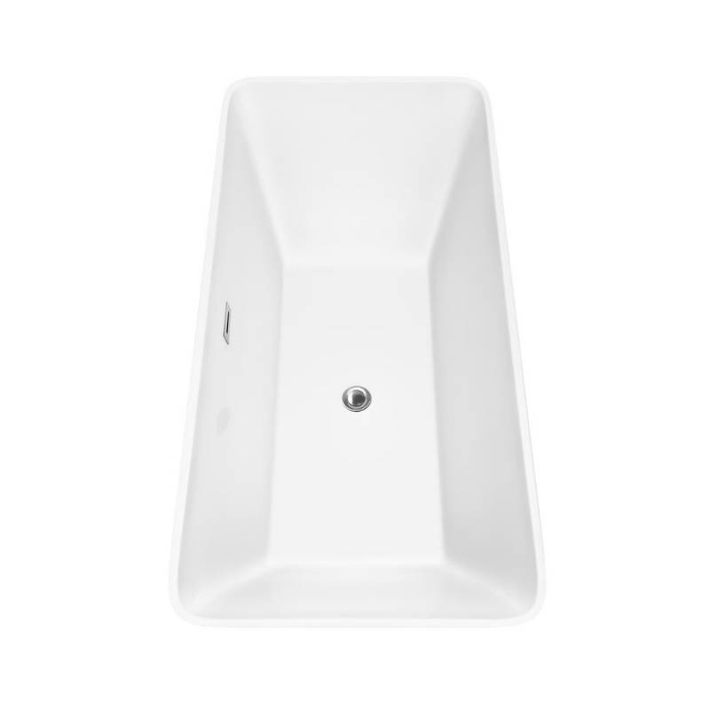 lot 134 image: Wyndham Collection Tiffany 67 in. Acrylic Flatbottom Center Drain Soaking Tub in White WCBTK150467