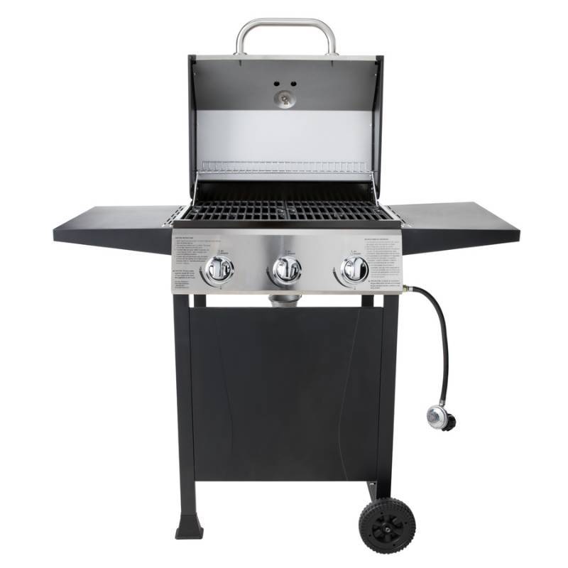 lot 152 image: Blue Rhino Black And SilverPorcelain And Stainless Steel 3-Burner Liquid Propane Gas Grill GBC1932L