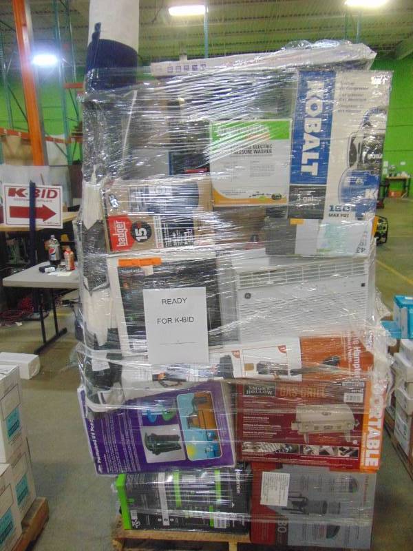lot 163 image: WHOLESALE MIXED PALLET OF RETURNS - TOOLS, LIGHTING, AND SMALL HOUSEWARES