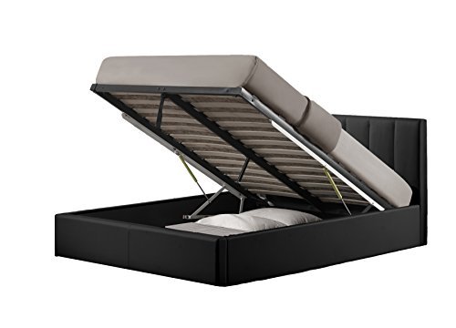 lot 166 image: Baxton Studio CF8287-Queen-Black Templemore Leather Contemporary Bed, Queen, Black
