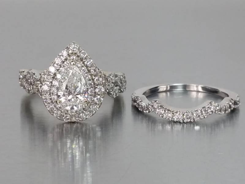 2.75 CT Pear Cut Diamond Engagement Ring & Custom Matching Diamond Wedding Band (with Appraisal)