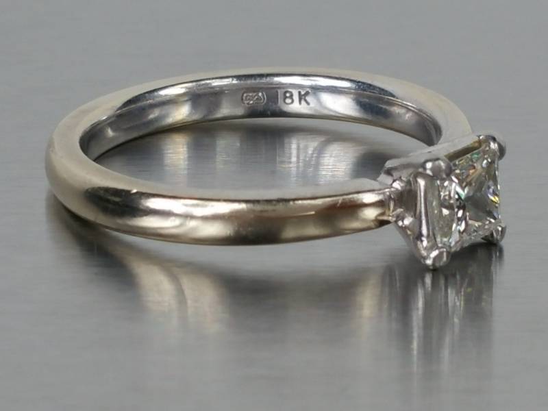 Tiffany Style Princess Cut .48 CT Diamond Solitaire in a Platinum and 18k White Gold Tiffany Style - GIA Certified