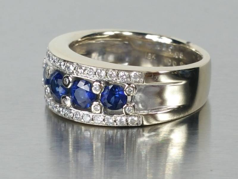 Stunning, Brilliant, Bright, Blue Sapphire and Diamond Ring in 18k White Gold