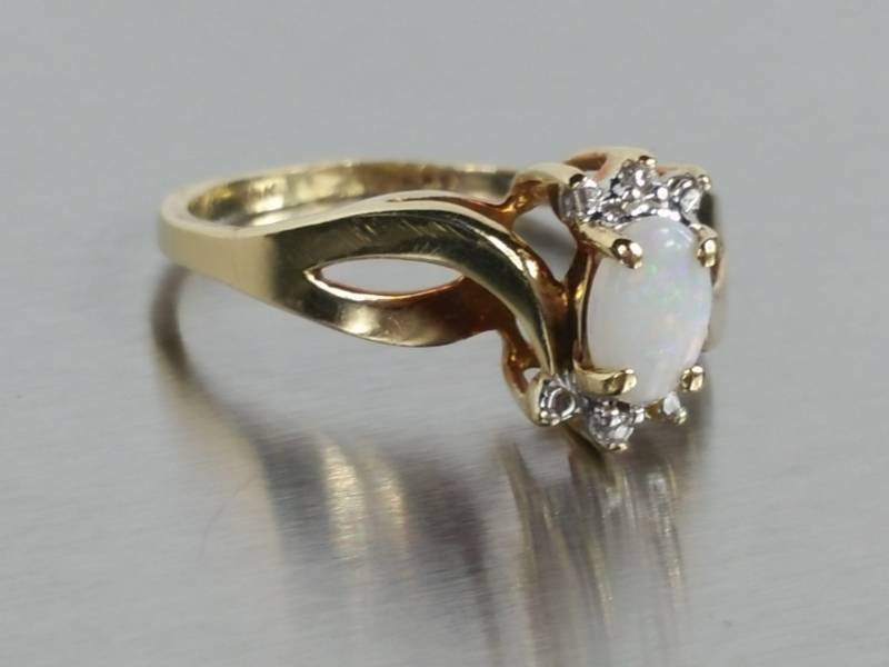 Opal and Diamond Estate Ring in 10k Yellow Gold