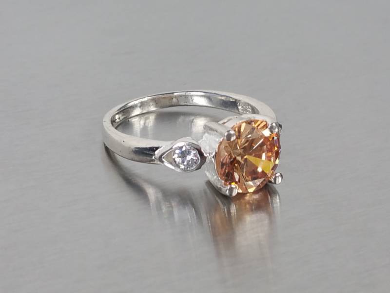 Ladies Morganite Estate Ring in Sterling Silver