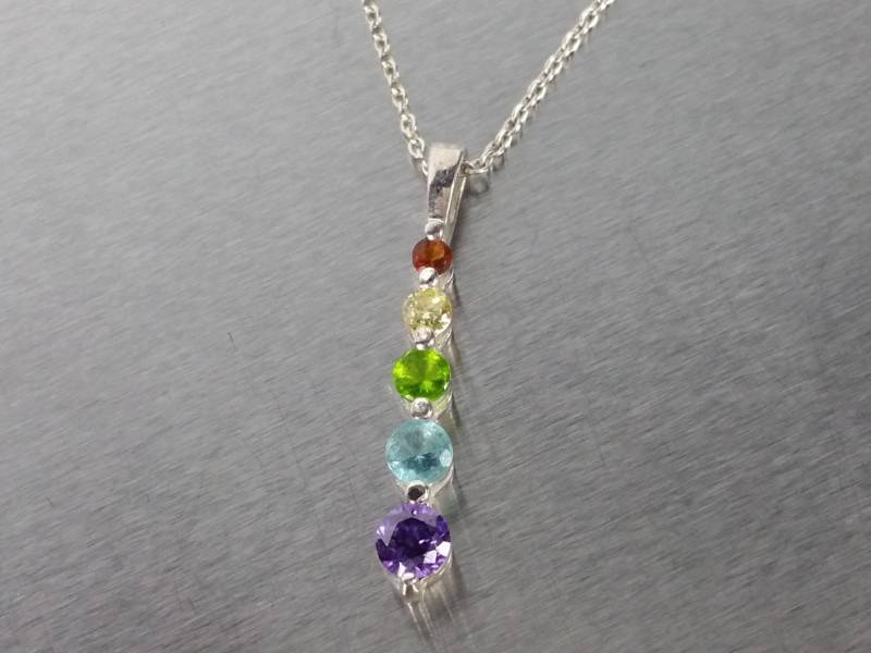 Beautiful Amethyst, Topaz, Peridot, Citrine, and Garnet Journey Necklace in Sterling Silver