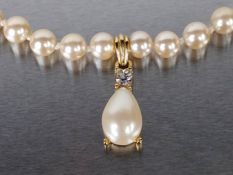 Richelieu Signed Simulated White Pearl Estate Necklace