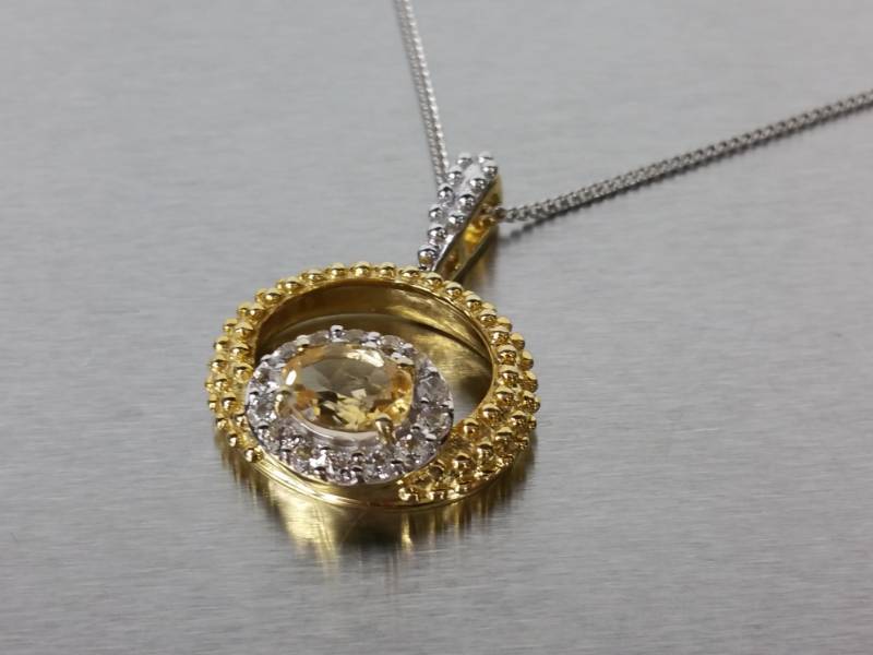Lovely Citrine Estate Necklace in Sterling Silver