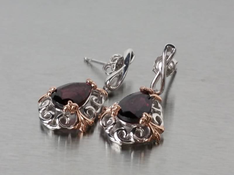 Deep Garnet Estate Earrings in Sterling Silver