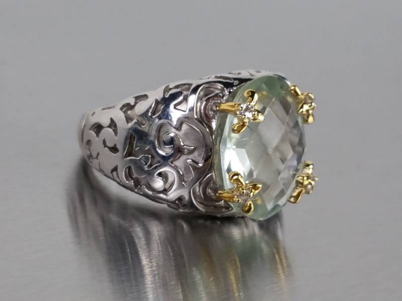 Mint Green Beryl Estate Ring in Sterling Silver