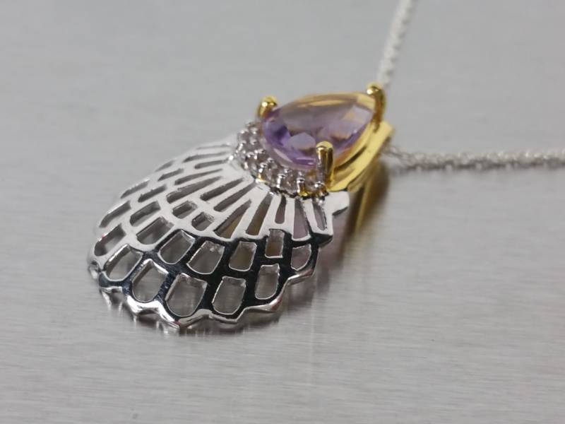 Designer Styled Amethyst Estate Necklace in Sterling Silver