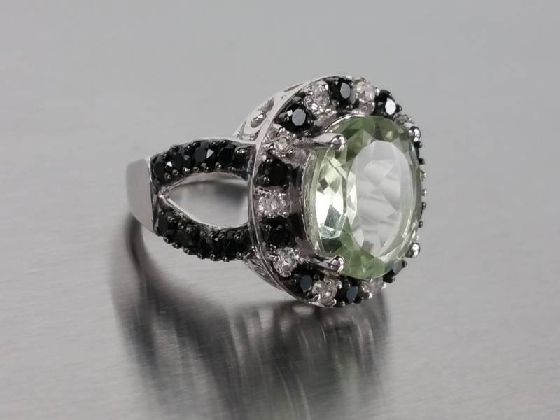 Mint Green Beryl Estate Ring in Sterling Silver