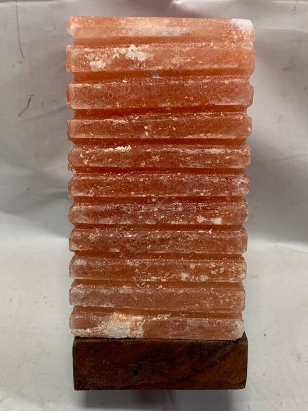 Himalayan Salt Lamp Pillar with Light & Wood Base New