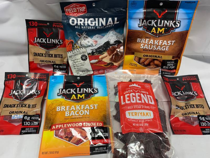 Large Lot of Beef Jerky, Bacon, and Sausage