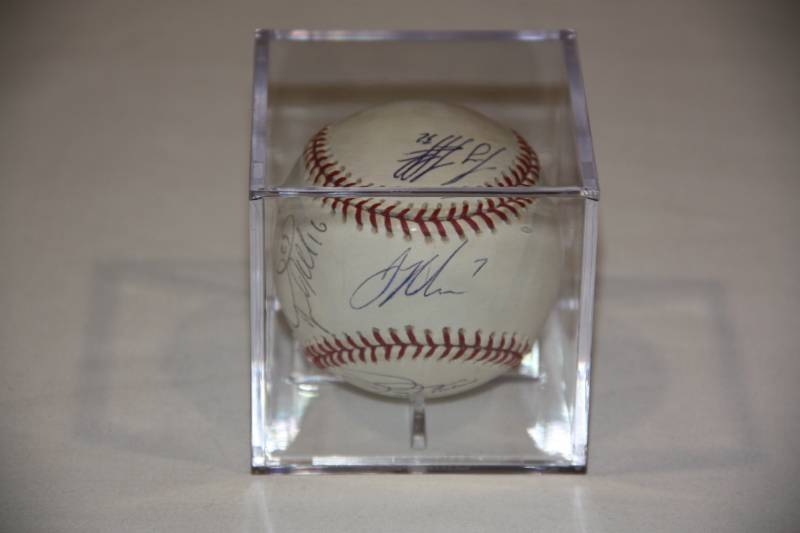 lot 6 image: Joe Mauer Minnesota Twins Multi Auto Baseball (JSA COA)
