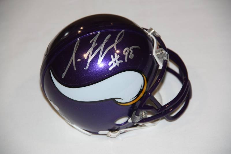 lot 18 image: Shariff Floyd Minnesota Vikings Mini Helmet Auto (JSA COA)