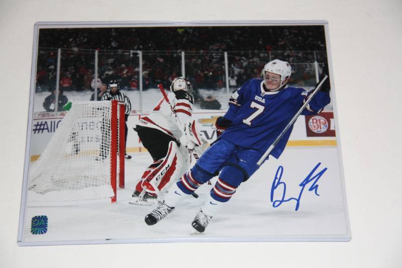 lot 42 image: Brady Tkachuk USA Buffalo Sabres 8x10 Photo Auto (D&A COA)
