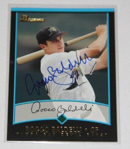 lot 55 image: Rocco Baldelli 2001 Bowman In Person Auto  The Smoky Collection