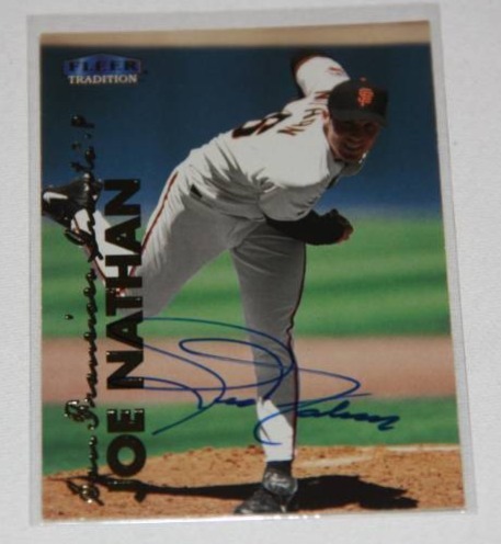 lot 66 image: Joe Nathan 1998 Fleer In Person Auto  The Smoky Collection