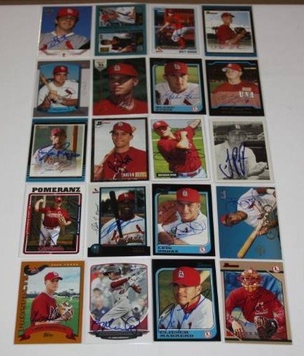 lot 74 image: St. Louis Cardinals In Person Auto 20 Card Lot  The Smoky Collection