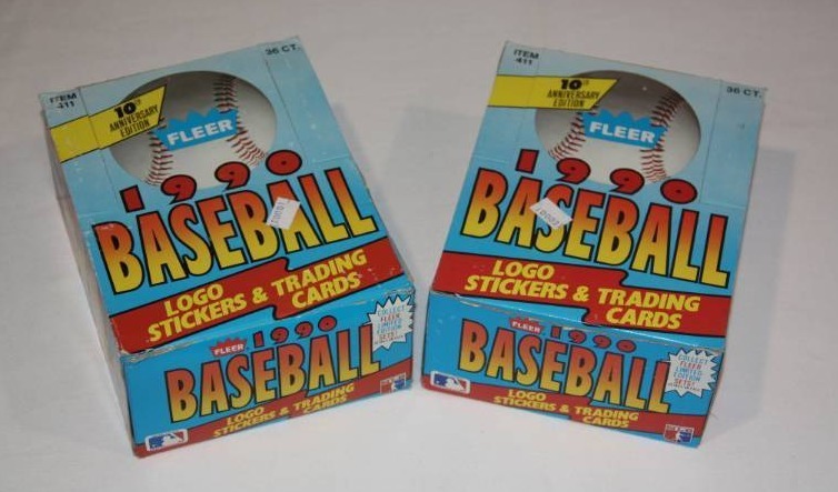 lot 95 image: 1990 Fleer Baseball Box Lot of 2 with 72 Unopened Packs