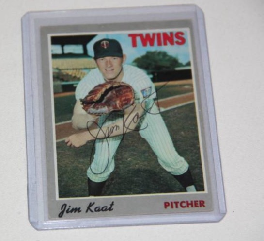 lot 100 image: Jim Kaat 1970 Topps Single Signed In Person Auto