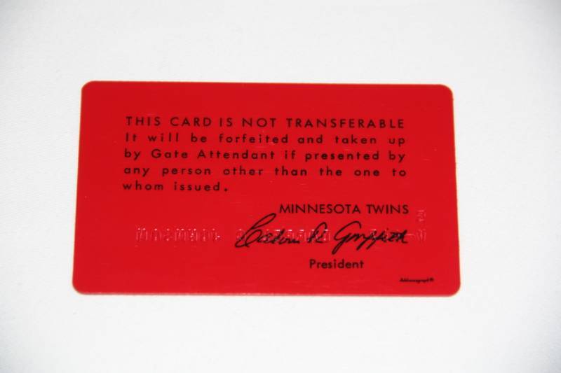 lot 108 image: Minnesota Twins Employee Pass Metropolitan Stadium Card