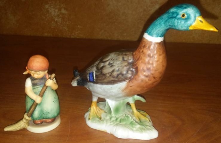 lot 82 image: Vintage to Goebel Germany figurines Mallard and sweeping girl