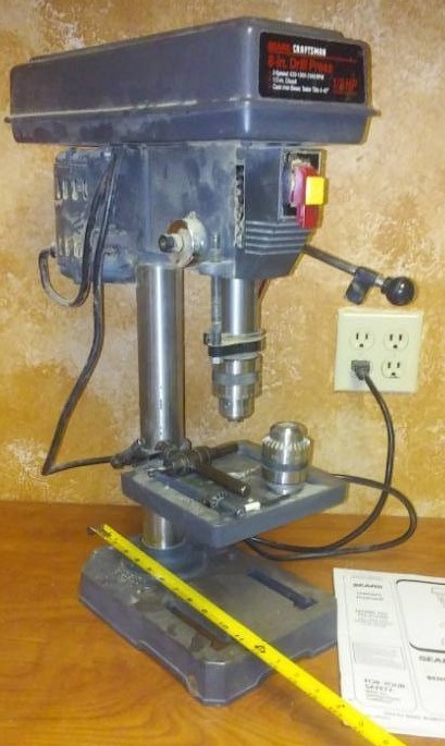 lot 163 image: Drill press 13 horsepower, eight inch Craftsman - working.