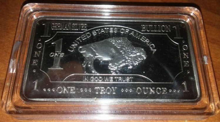 lot 120 image: Bison one troy ounce German silver bullion bar.