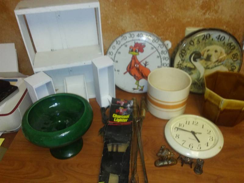 lot 122 image: Miscellaneous ceramic pots, brass figurines, BBQ & More.