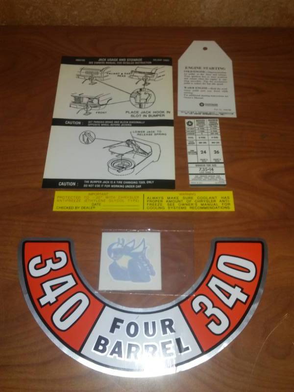 lot 227 image: 1972 Dodge reproduction stickers for restoration and replacement