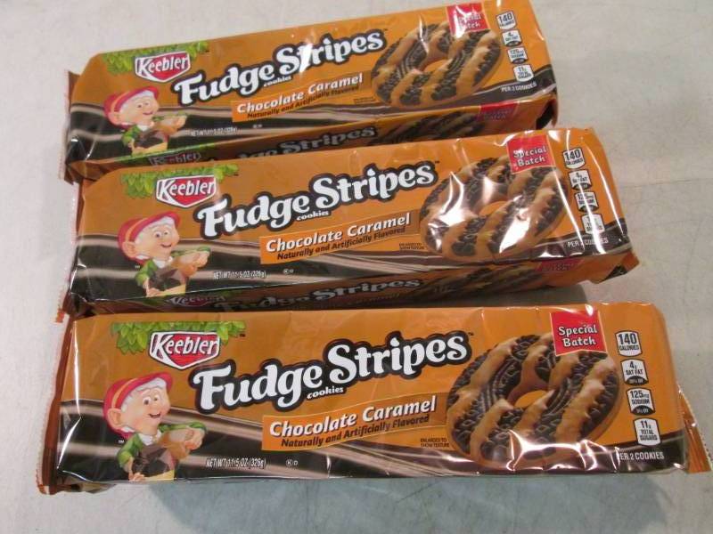 lot 89 image: 3 Packs of Keebler Fudge Stripes Ch...