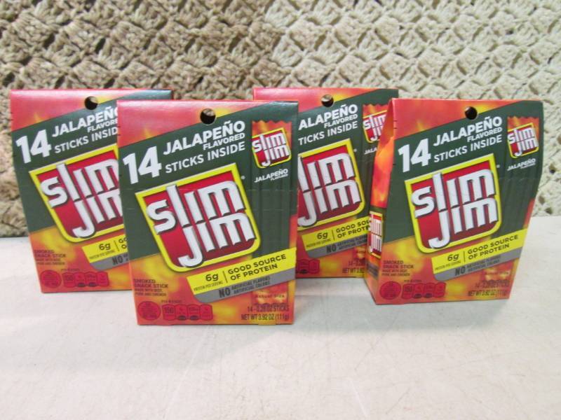 lot 125 image: 4 Boxes of Slim Jim Jalapeno Flavor...