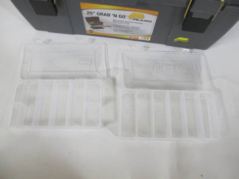 Plano Grab N Go Tool Box Storage Organizer 20/" w// Tray Molded Padlock Tab Gray