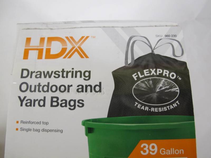 lot 23 image: HDX OutdoorYard 39 Gal. Drawstring Black Trash Bags (35 Count)