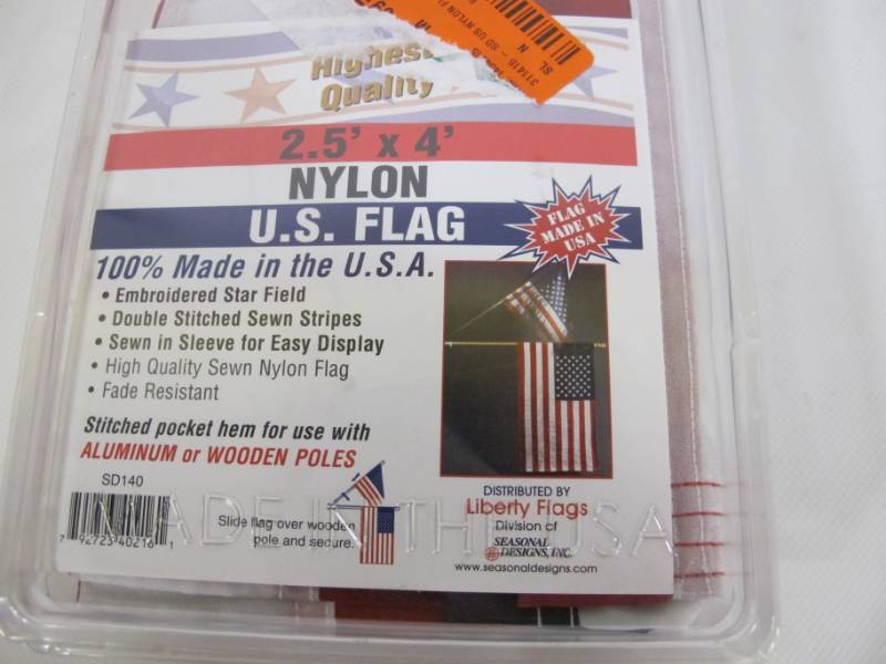 lot 9 image: Seasonal Designs 2-12 ft. x 4 ft. Nylon U.S. Flag