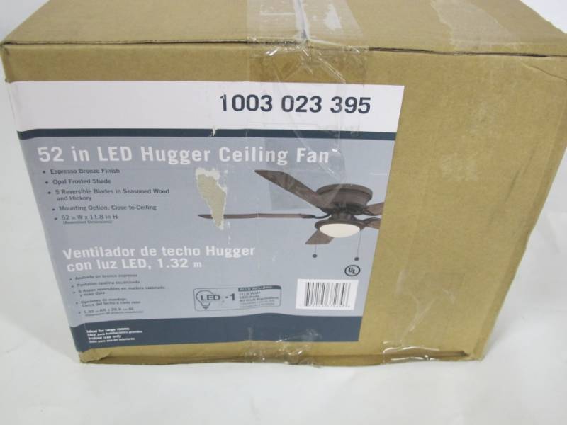 lot 16 image: Hugger 52 in. LED Espresso Bronze Ceiling Fan 1003023395