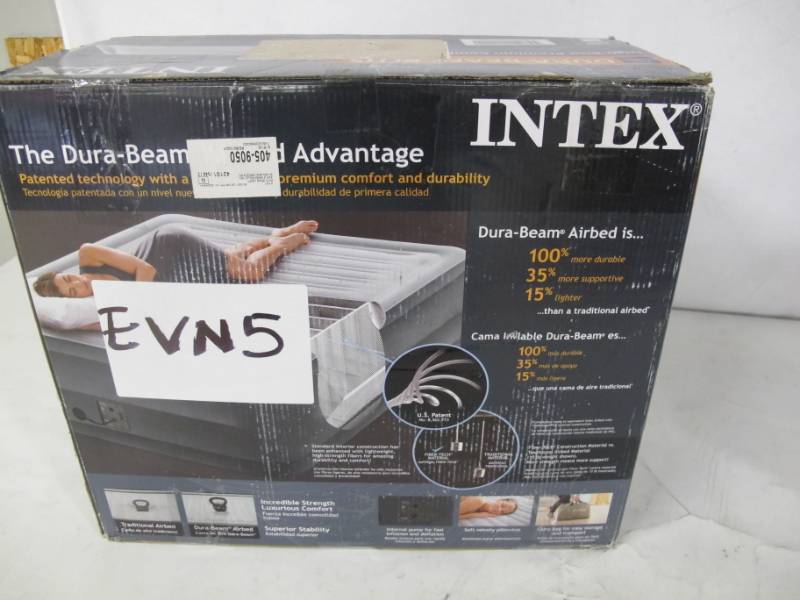 lot 54 image: Intex Dura-Beam Airbed with Built-in Electric Pump, Queen, Bed Height 22