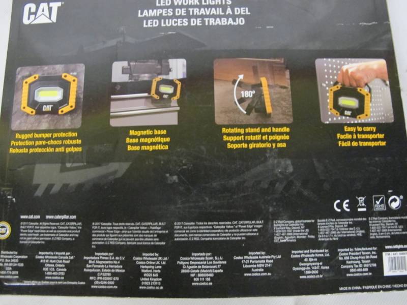 lot 65 image: CAT LED Work Lights 500 Lumens, Rugged, Magnetic, Rotating Handle - 2 Pack
