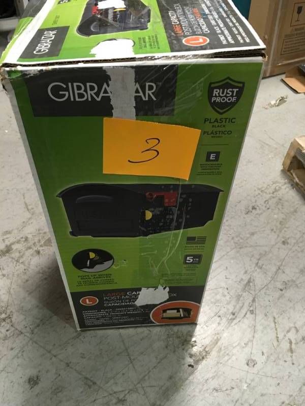 Gibraltar Mailboxes Patriot Large Plastic Post-Mount Mailbox, Black in good condition